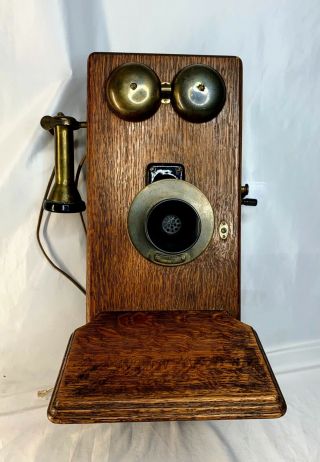 Western Electric Wood Wall Telephone Magneto Conversion Crank 317 Oak Box