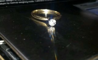 Vintage Solid 14k Yellow Gold / Diamond Ladies Solitaire Ring.  25 Ct Scrap
