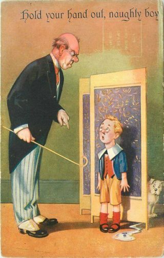 Bamforth Comic Humor Hand Out Naughty Boy C - 1905 Postcard Undivided 10463