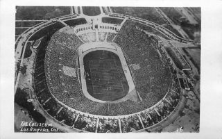Airview 1930s Coliseum Los Angeles California Rppc Photo Postcard 3348