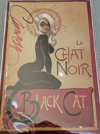 Black Cat 1 D Cover Le Chat Noir Signed By J Scott Campbell Sdcc 2019 -