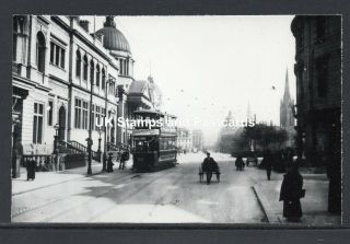 Postcard Size Photo Of Schoolhill Aberdeen C1890s With Tram 35 To Castle Street