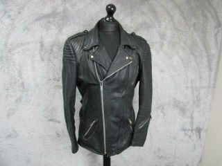Mens Vintage Fitted Long Leather Motorcycle Jacket Size M 40 - 42 " Chest / M0019