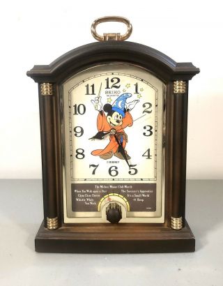 Seiko Disney Quartz Mickey Mouse Musical Alarm Mantel Clock 6 Different Songs