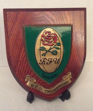 Vintage Hand Painted Twickenham Rugby Football Union Wall Plaque Shield