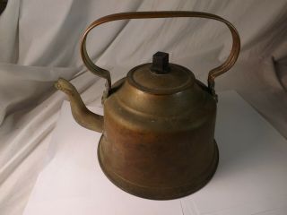 Vintage Copper Tea Pot Kettle W/ Handle & Lid 8 1/2 Diameter Goose Neck Spout