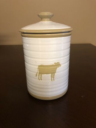 Cracker Barrel Susan Winget Cow Canister Hard To Find,  11” Tall With Lid