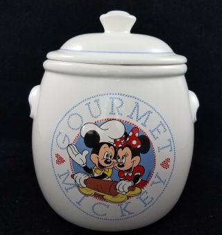 Disney Gourmet Mickey And Minnie Mouse Ceramic Cookie Jar Flour Coffee Canister