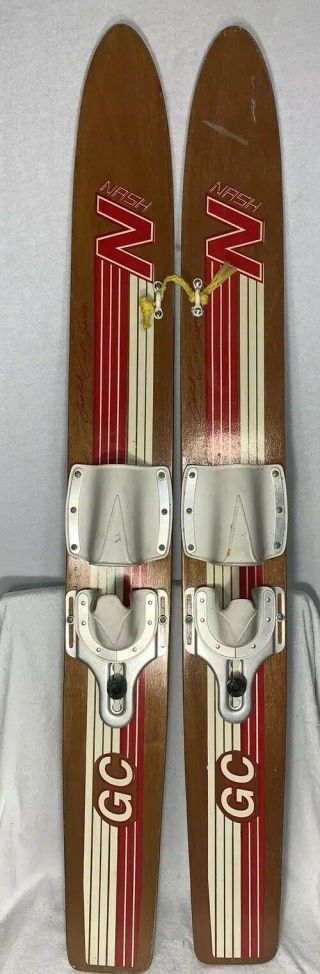 Vintage Nash Gc Wooden Jr.  Kids Youth Training Skis 47 " Long Gold Cup Series