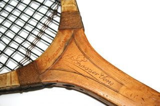 Vintage/antique wooden tennis racket T.  H.  Prosser & Sons,  England c 1915 - 1920 2