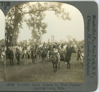 Indians,  Sioux Indians In Full Feather,  Nebraska - - Keystone T130 Of 600 Card Set