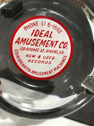 Ideal Amusement Records Coin Op Operated Machines Glass Ashtray Athens Ga