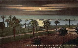 Fl - 1910’s Florida Corner Of Beach Drive & 5th Ave N In St.  Petersburg,  Fla