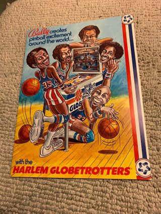 11 - 8 1/4” Harlem Globetrotters Bally Pinball Arcade Video Game Flyer Ad
