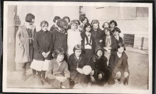 Vintage Photograph 1920 Girls Fashion Toy Volleyball Columbia City Indiana Photo