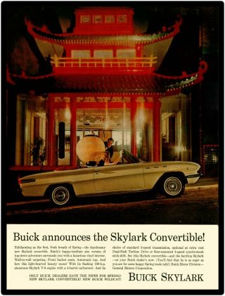 1962 Buick Skylark Convertible Metal Sign - Intro Of The Convertible Model
