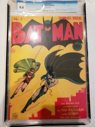 Batman 1 Spring 1940 Custom Graded 8.  0 Case Reprint