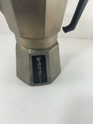 Vintage Vandel Stovetop Espresso Pot Coffee Maker,  Aluminum,  Made in Italy 331 2