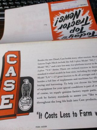 Case 500 Diesel Tractor Sales Brochure/mailer 1953