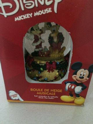 Disney Mickey Mouse & Pluto Musical Waterball Snowglobe - " Deck The Halls "