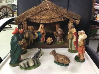Depose Fontanini Christmas Nativity Set 11 Figures Manger Stable Vintage Depose