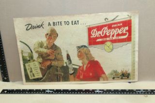 Scarce 1940s Drink Dr Pepper Soda Pop Store Display Sign Ww11 Guy Car Bottle