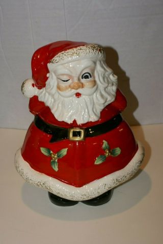 Vintage Santa Claus Cookie Jar Porcelain 10 " H