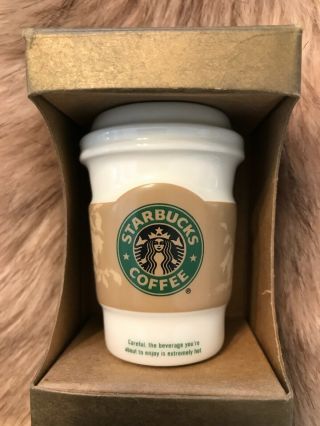 Starbucks 2008 Christmas Holiday Ornament Mini White to Go Cup Sleeve 2