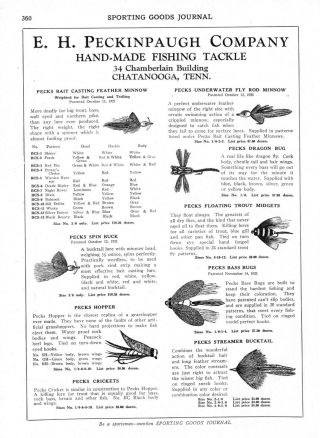 E.  H.  Peckinpaugh Co.  - Hand Made Fishing Tackle - Minnows - Flies - 2 Pgs - 1929