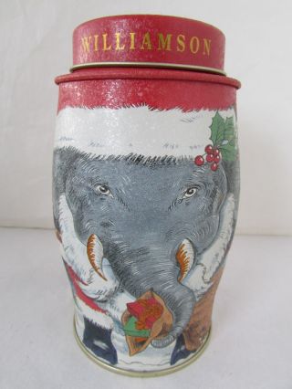 Williamson Tea Tin Elephant Santa Christmas Tea Tin Storage Box Canister
