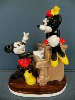 Disney Mickey Minnie Mouse Ceramic Piano Music Box Plays " M I C K E Y " Song