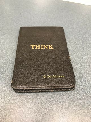 Vintage July 1955 Ibm " Think " Notepad Memo Pad Leather Cover With Paper