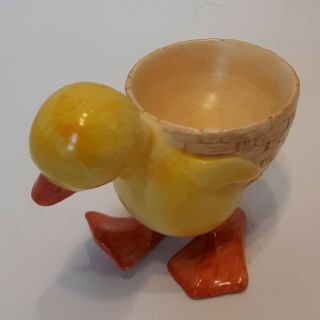 Vintage Egg Cup Ceramic farmhouse duck basket kitschy holder breakfast single 2
