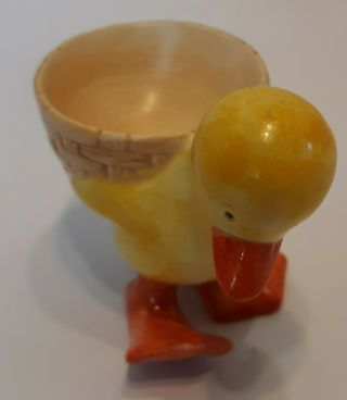 Vintage Egg Cup Ceramic farmhouse duck basket kitschy holder breakfast single 3