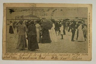 1906 Nj Postcard Cape May On The Beach Bathing Hour Women Dresses Skirts Crowd