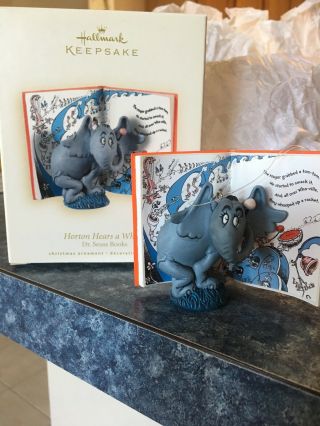Hallmark Keepsake Ornament Dr Seuss Books " Horton Hears A Who " 2008 Elephant Ds