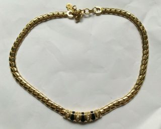 Vintage Christian Dior Choker Necklace Gold Tone 7  Drop 17.  5  Total Length