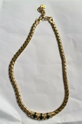 Vintage Christian Dior Choker Necklace Gold Tone 7  Drop 17.  5  Total Length 2