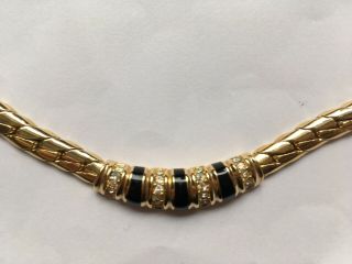 Vintage Christian Dior Choker Necklace Gold Tone 7  Drop 17.  5  Total Length 3