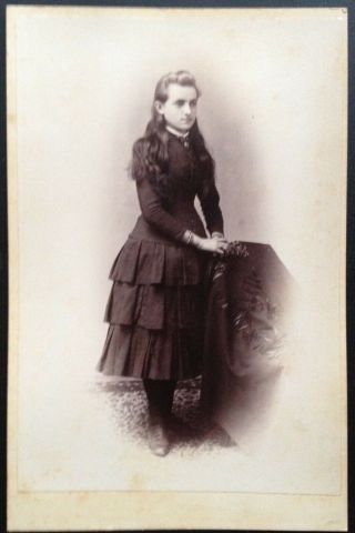 Cabinet Card Young Teenage Girl In Black Dress.  Woodin Studio,  Haven,  Ct.