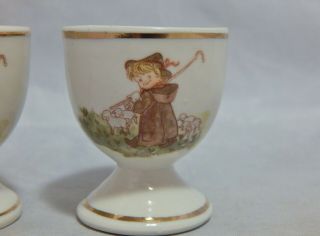 Vintage Porcelain Pair Egg Cups Little Bo Peep 2