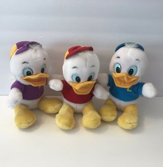 Set 3 Walt Disney World Plush Huey Dewey Louie 9 " Stuffed Animals Donald Duck
