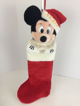 Walt Disney Store Mickey Mouse Head Plush 3d Christmas Stocking 25 " Embroidered