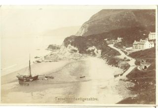 Fishing Boat On Beach Tresaith Cardiganshire Real Pg Hoto Pc Early 1900s