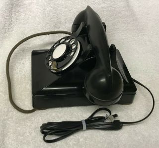 Vintage 1940s WESTERN ELECTRIC Black 302E 6 - 46 Rotary Dial Desktop Telephone 2
