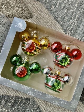 Disney Mickey Retro - Style Christmas Ornaments - Set Of 4