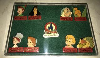 1986 Walt Disney World 15 Years Coca Cola Celebration Peter Pan Pin Set In Case