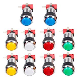 10x Arcade Buttons Chrome Plating 30mm Led Illuminated Push Button Switch Dc 12v