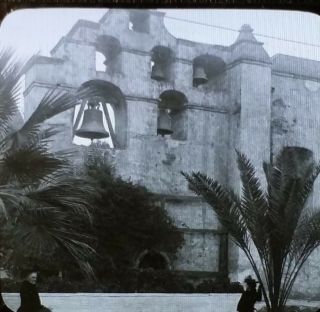 San Gabriel Mission,  Southern California,  Glass Magic Lantern Slide,  Circa 1910s