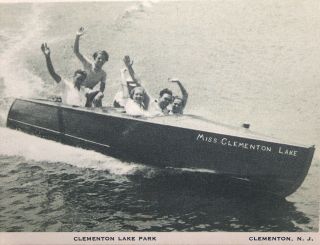 Vintage Postcard Clementon Lake N.  J.  Amusement Park " Speed Boat " Clementon N.  J.